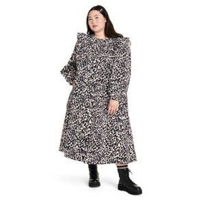 Women's Plus Size Leopard Print Long Sleeve Dress - Sandy Liang x Target White/B